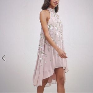 Floral embellished swing dress